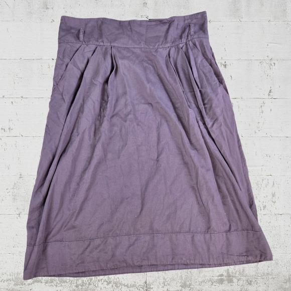 Y2K Hache Mauve Purple Italian High Waisted Classic A Line Midi Skirt Size 6 - Picture 1 of 8